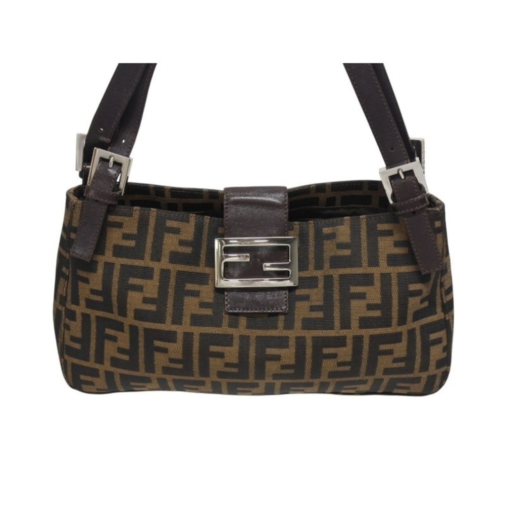 Fendi Canvas Bag Zucca Shoulder Hobo Leather Bucket Mamma One Brown